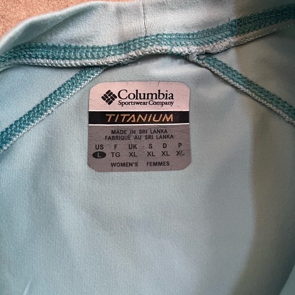 Columbia TITANIUM L Womens Blue Teal Long Sleeve Thumbhole Gym Athletic Top - Picture 5 of 10
